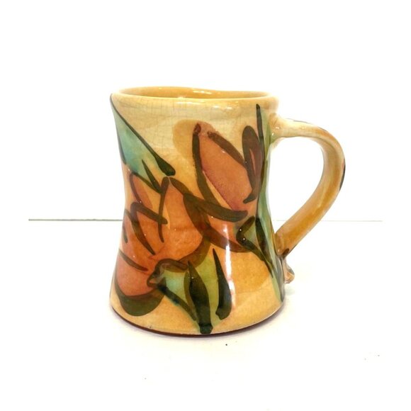 Karin Kraemer Floral Studio Pottery Coffee Mug Cup Majolica Tulips Duluth - Picture 2 of 8